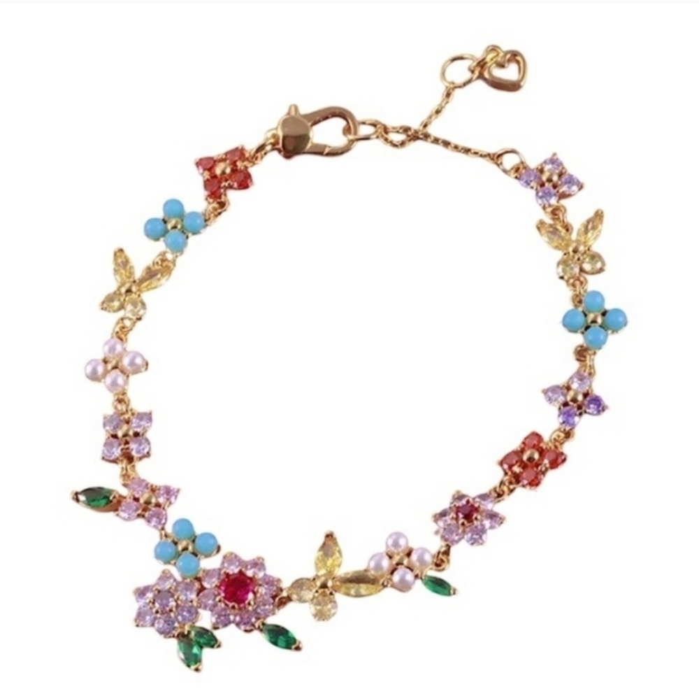 Kate Spade New York New Bella  Bloom Rhinestone Flower Statement bracelet